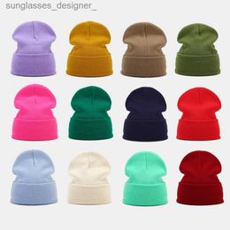 Beanie/Skull Caps Unisex Hat New Korean Knitted Cs for Women Men Solid Color Autumn Winter Elastic Skullies Beanies C Black White Red BeigeL231114