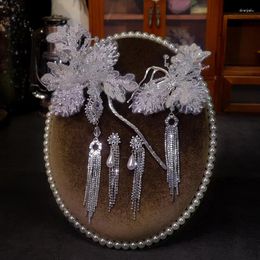 Hair Clips White Lace Petals Fringed Hairpins Bridal Wedding Dress Banquet Styling Accessories