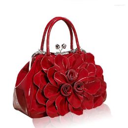 Evening Bags 2023 Women Fashion Diamond Button Patent Leather Big Flowers Handbags Tote Bag Shoulder Party Club Wedding