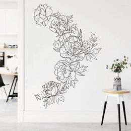 Wall Stickers Peony Flower Decal Gift For Woman Shop Home Living Room Bedroom Refrigerator Door Window Decoration Sticker 2