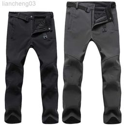 Men's Pants Winter fleece pants men stretch wateproof windproof softshell thermal trousers female casual outwear tactical pants new pantolon W0414