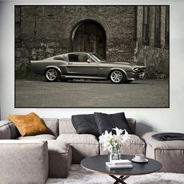 Vintage Ford Mustang Shelby GT500 Muscle Car Pintura em tela Impressões de pôsteres Imagens de arte de parede para sala de estar Decoração de casa Cuadros