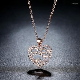 Pendant Necklaces Crystal Wedding Jewellery Heart Necklace For Women Love Statement Valentine 's Day