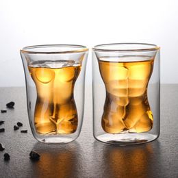 Tumblers Creative Body Shape Glass Cup Whiskey es Wine S Sexy Lady Men Chest Beer for Vodka 230413