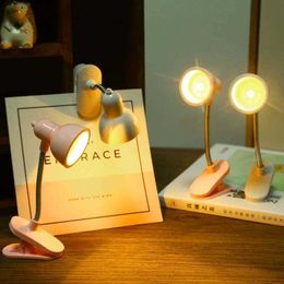 Desk Lamps LED Night Lights Cute Mini Table Lamp 360 Degree Rotatable Student Eye Protection Clip-on Reading Lamp P230412