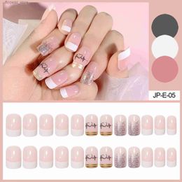 False Nails HEALLOR French Artificial Nails Glitter Wearing Nails Beating Heart Press-on Nails Professional Nail Salon Artificial Nails MH88 Q231114