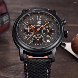 Wristwatches BENYAR Sports Watch For Men Fashion Quartz Wristwatch Luxury Leather Mens Watches 50ATM Waterproof Military Relogio Masculino