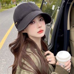 Berets Autumn And Winter Warm Rose Same Style Bucket Hat Face-Looking Small Travel Outdoor Keep Casual Internet Celebrity Wool