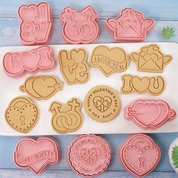 Baking Moulds Love Heart Valentines Day Gift Rose Diy Couple Cartoon Mould Cutter 3d Abs Mold Biscuit Bake Plastic C B8j5