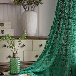 Curtain Vintage Green Crochet Hollow Out Sunshade Window Curtainsfor Living Room Bedroom And Kitchen