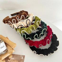 New Fahion Headband Warm Plush Hairband Pleated Headwear Winter Hairband Solid Colour Casual Hair Accessories