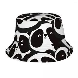 Berets Streetwear Cute Panda Cartoon Kawaii Animal Bucket Hat Unisex Lightweight Camping Fishing Fisherman Summer Beach Hatwear