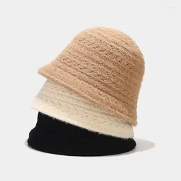 Berets Japanese Art Retro Handmade Bucket Hat Mink-like Soft Skin-Friendly Outdoor Face Covering Simple