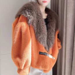 Pele feminina pele sintética rongni casaco de pele feminino topo solto e engrossado jaqueta outono inverno 231113