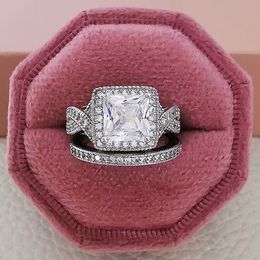 Vintage Ring set 925 Sterling silver Engagement Wedding Band Rings for Women Bridal Diamond Promise Party Jewellery Gift