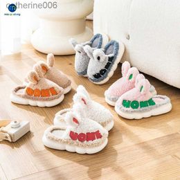 Slipper Kids Slippers For Children Boys Girls Winter Thick Turry Cute Flip Flops Cute Cartoon Rabbit Indoor Non-slip Shoes MiaoyoutongL231114