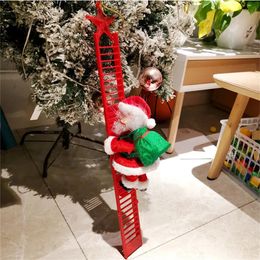 Christmas Decorations 2024 Santa Claus Doll Climbing Ladder with Music Tree Ornaments For Home 2023 Navidad Year Kids Gift 231114