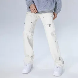 Men's Jeans 2023 Y2K Fashion White Baggy Kpop Cargo Pants For Men Clothing Straight Ankle Zipper Women Long Trousers Ropa Hombre