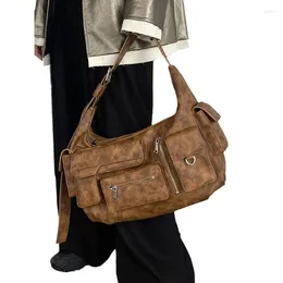 Evening Bags Multi-pocket Motorcycle Bag Concave Shape Large Capacity Shoulder Neutral Slant Cross Female