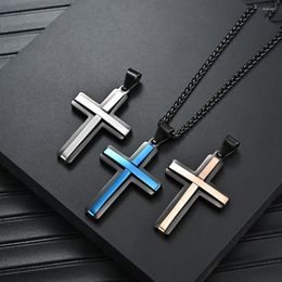 Chains Fashion Three Color Cross Necklace Women Men Stainless Steel Boys Punk Hip Hop Friendship Jewelry Gifts