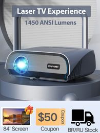 Projectors 4k 1450 ANSI Lumens Projector with lAseR Experience Smart TV Home Theatre Cinema Outdoor Movie Full HD 1080P 230414