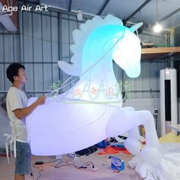 No Battery 2.5m H Inflatable Event Horse Costume Model White Walking LED Animal Dress for Parade Performances
