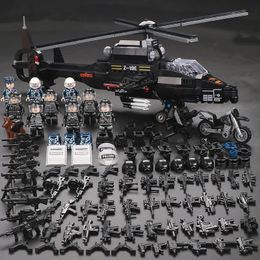 Blocks WW2 Special Forces SWAT City Military Weapons Helicopter Aircraft Tank Figures Building Block Toys Christmas Gift 231114