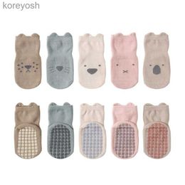 Kids Socks 5 Pairs Infant Newborn Baby Anti-Slip For Girls and Boys Accessories Toddler Cute Cartoon Floor StockingsL231114