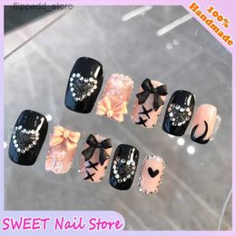 False Nails Handmade Y2k Press On Nails Reusable Decoration Fake Nails Full Cover Artificial Manicuree Wearable SWEET Nail Store Q231114