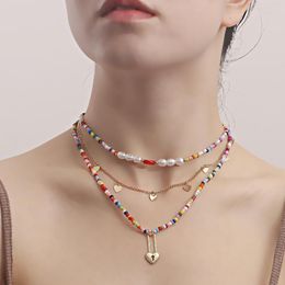 Choker Fashion Bohemian Ethnic Handmade Beaded Necklace For Women Personality Colourful Rice Bead Creative Set Jewellery Gift