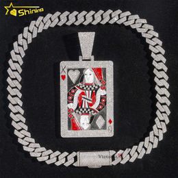 Personalisierter individueller Hip-Hop-Edelschmuck aus Soild-Silber mit 10-karätigem 14-karätigem Vvs-Moissanit-Diamant und Iced-Out-Spielkartenanhänger