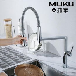 Kitchen Faucets Copper Spring Pull Out Kichen Faucet Sliver Rose Golden 2 Functional Basin Rotating Magnetic Mixer Tap Sink