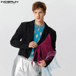 Men's Suits Blazers INCERUN Tops American Style Men's Fashion Colourful Tassel Patchwork Suit Casual Party Male Solid Long Sleeved Blazer S-5XL 231114