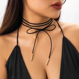 Choker Simple Long Rope Chains Necklaces For Women Trendy Elegant Ladies Lace Up Collar 2023 Fashion Jewellery Accessories On Neck