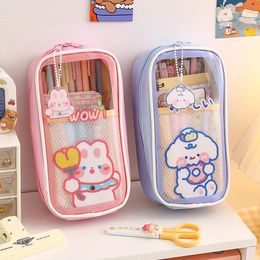 Ins Japanese Pencil Case Transparent Large-capacity Student Cute Girl Creative Simple Stationery Bag