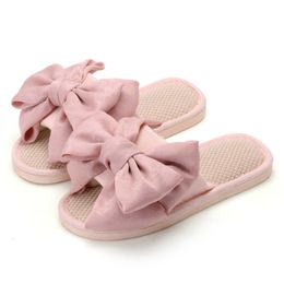Slippers Womens Home Slippers Cotton and Linen Casual Indoor Outdoor Flip Flops Women Slip On Shoes Butterfly Knot House Slippers Slides 230414