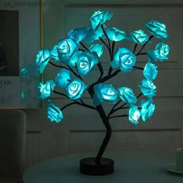Table Lamps LED Rose Tree Lights USB Plug Table Lamp Flower Night Light For Home Party Christmas Wedding Bedroom Decoration Gift R231114