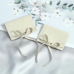 Jewelry Pouches 20 Microfiber Envelope Style With Band Pouch For Fashion Earrings Necklaces Packaging Display Chic Small Gift Bag Beige