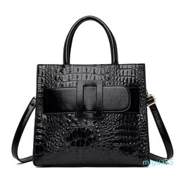 Fashion Ladies Bag Crocodile Pattern Trend Handbag Vintage Belt Buckle Design Womens Shoulder Bag