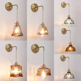 Wall Lamp Retro Brass Glass Modern Nordic Bedside Background Light Fixture Lampshade Bathroom Mirror Haning Lighting Sconce