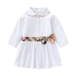 Lovely Baby Girl Princess Dresses Spring Autumn Long Sleeve Cotton Dress Girls College Style Skirt Kids Clothing BH116