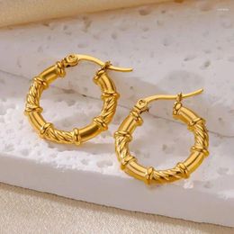 Hoop Earrings In Vintage Twisted For Women Stainless Steel 2023 Trending Gold Colour Earings Jewellery Christmas Gift