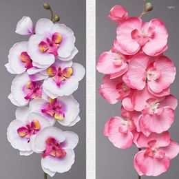 Decorative Flowers 8-Heads Artificial Butterfly Orchid Fake Moth Orchids Non-woven Fabrics Plants Wedding Bouquet Home Garden Decor