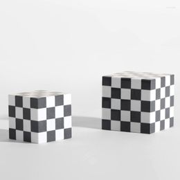 Decorative Figurines Wholesale Customized 8x8x8CM Or 10x10xCM Natural Marble Stone Black And White Checkered Cube Tabletop Ornaments