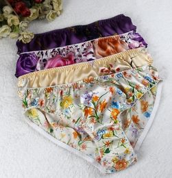 Women's Panties 4 PACK 100% Silk Middle Waist Women's Panties Briefs Underwear Lingerie MS007 230414