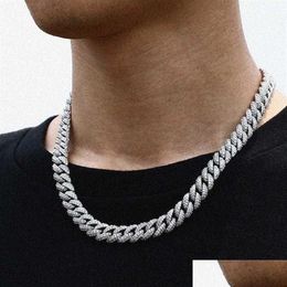 Pendant Necklaces 18 Inch 10Mm 925 Sterling Sier Setting Iced Out Moissanite Diamond Hip Hop Cuban Link Chain Miami Necklace Jewelry Dhq2O