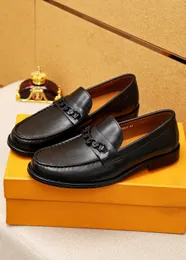 2023 Men Slip On Dress Shoes Genuine Leather Brogue Party Wedding Flats Brand Chain Business Casual Loafers Fashion Handmade Oxfords Size 38-45