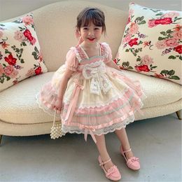 Girl Dresses Spanish Girls Lolita Dress Baby Birthday Party Kids Lace Bow Gown Toddler Princess Boutique Robe Infant Clothing