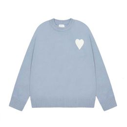 Fashion Amisweater Paris Mens Women Designer Knitted Shirts High Street Printed a Heart Pattern Round Neck Knitwear Men Am i Jumper Fhrb