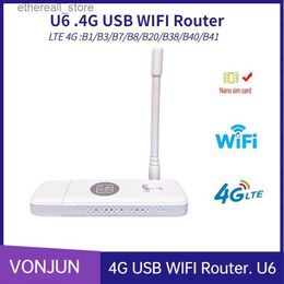 Routers U6 4G WiFi Dongle UFI CRC9 External Antenna 150M USB LTE Mobile Hotspot Portable Sim Card Router Q231114